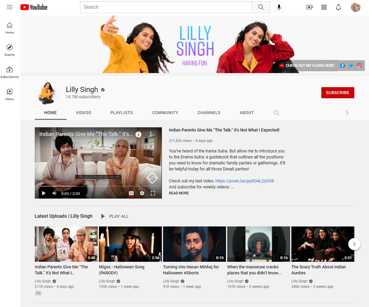 Best Formatted YouTube Channel, Lilly Singh