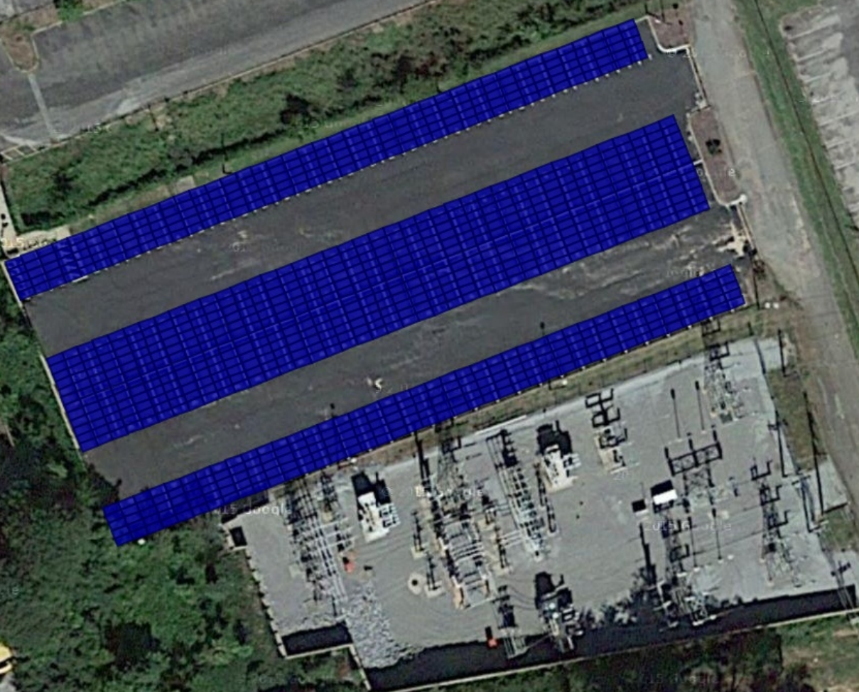 284.1kW Parking Canopy for 1400 Pickens Street, Columbia Solar Layout