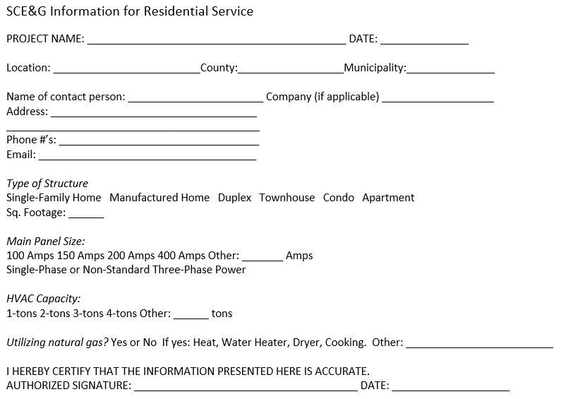Form to Fill Out for Solar on Residential When Previous 12 Months of Usage Doesn’t Exist