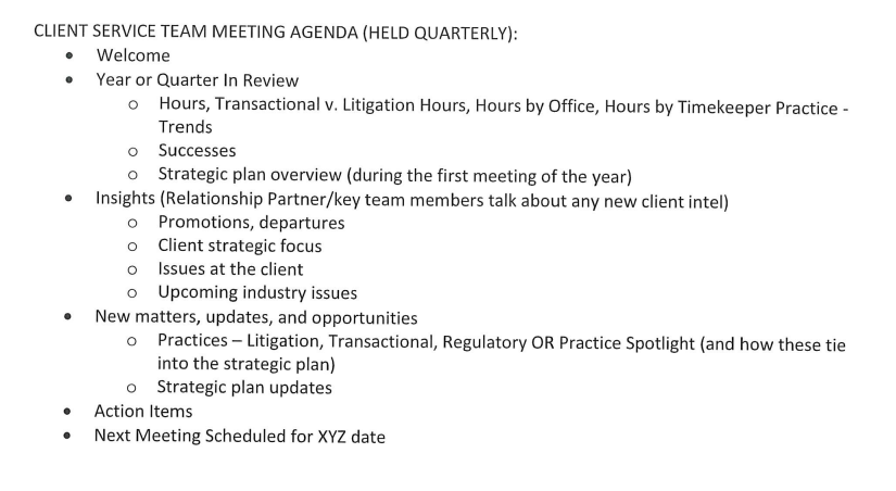 Client Development Manager Progress Report Meeting Agenda