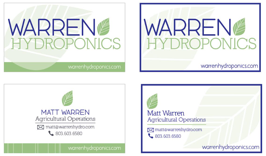 Warren Hydroponic Business Card