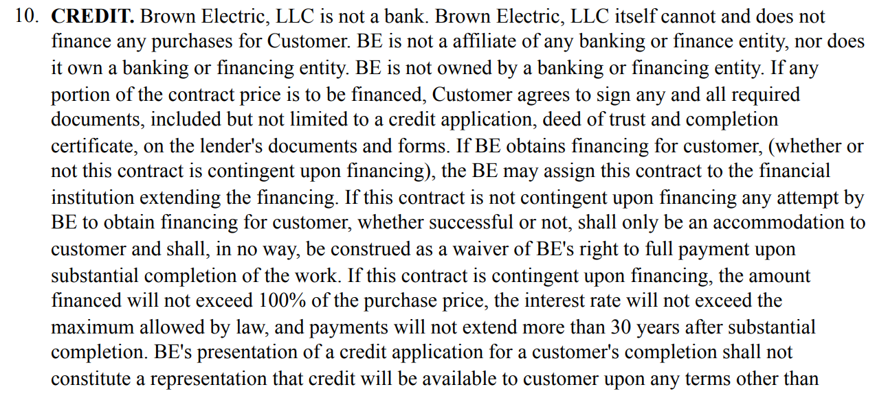 Brown Electric Solar Terms & Conditions